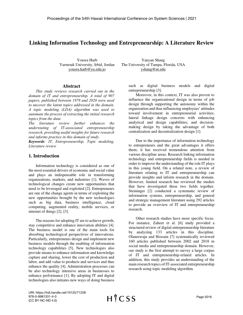 literature review on information technology