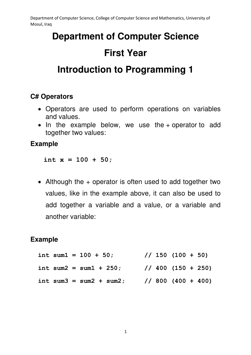 c# programming examples with output pdf free