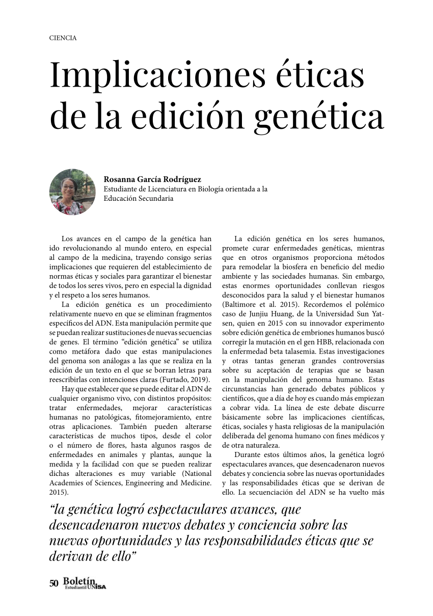 Pdf Implicaciones éticas De La Edición Genética 9415