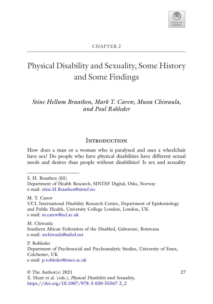 PDF) Physical Disability and Sexuality, Some History and Some Findings