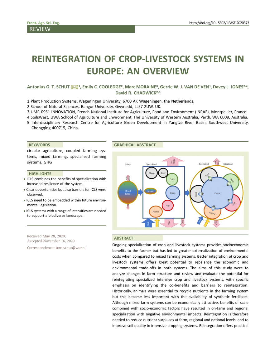 Pdf Reintegration Of Crop Livestock Systems In Europe An Overview