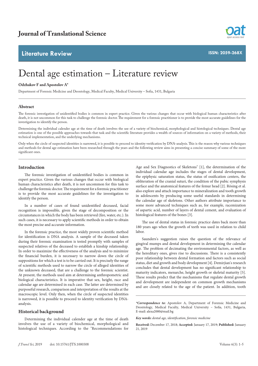 download-pdf-dental-age-estimation-literature-review