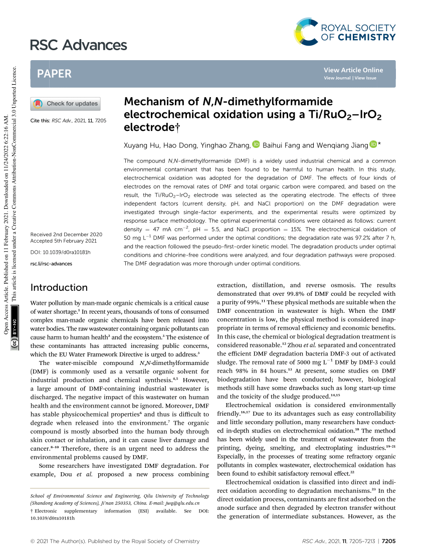 Pdf Mechanism Of N N Dimethylformamide Electrochemical Oxidation