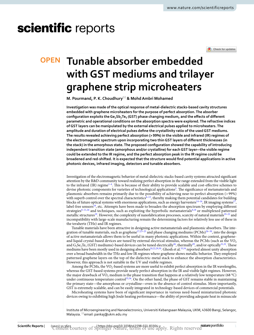 PDF) Tunable absorber embedded with GST mediums and trilayer 