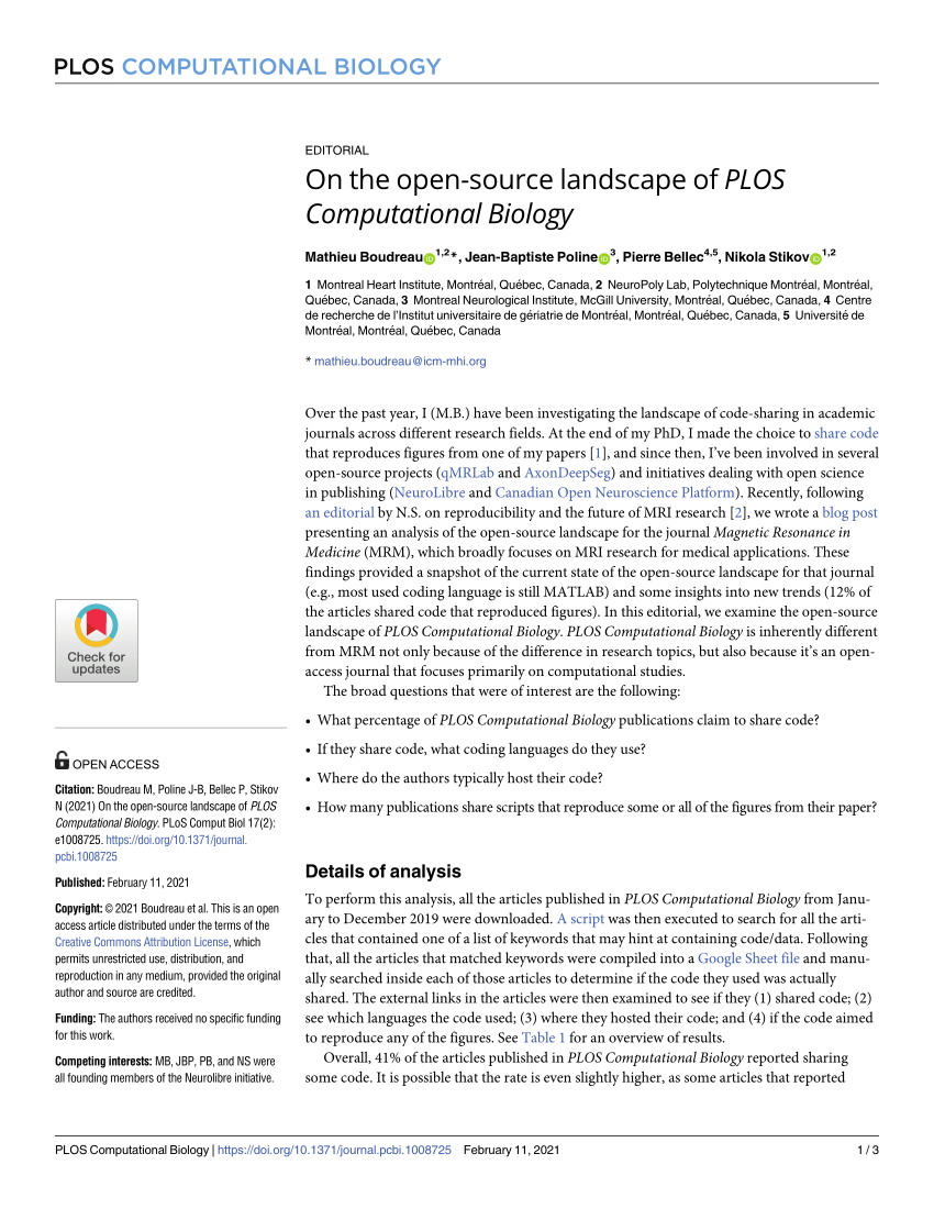 Pdf On The Open Source Landscape Of Plos Computational Biology 0357