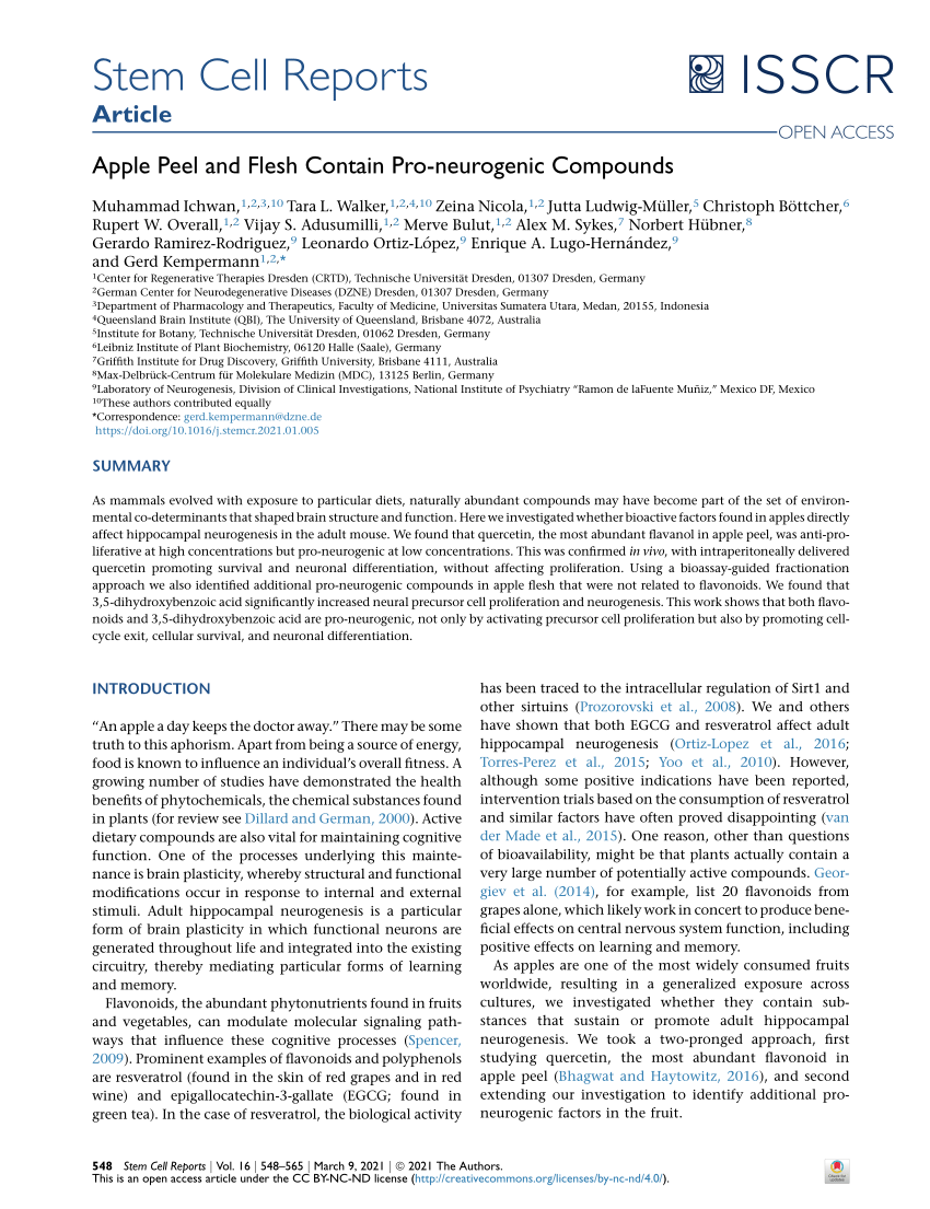 Apple Peel and Flesh Contain Pro-neurogenic Compounds - ScienceDirect