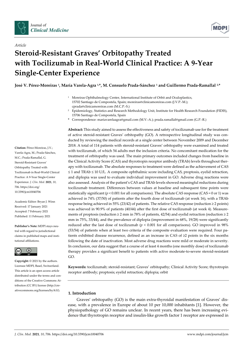 Pdf Steroid Resistant Graves Orbitopathy Treated With Tocilizumab In Real World Clinical Practice A 9 Year Single Center Experience