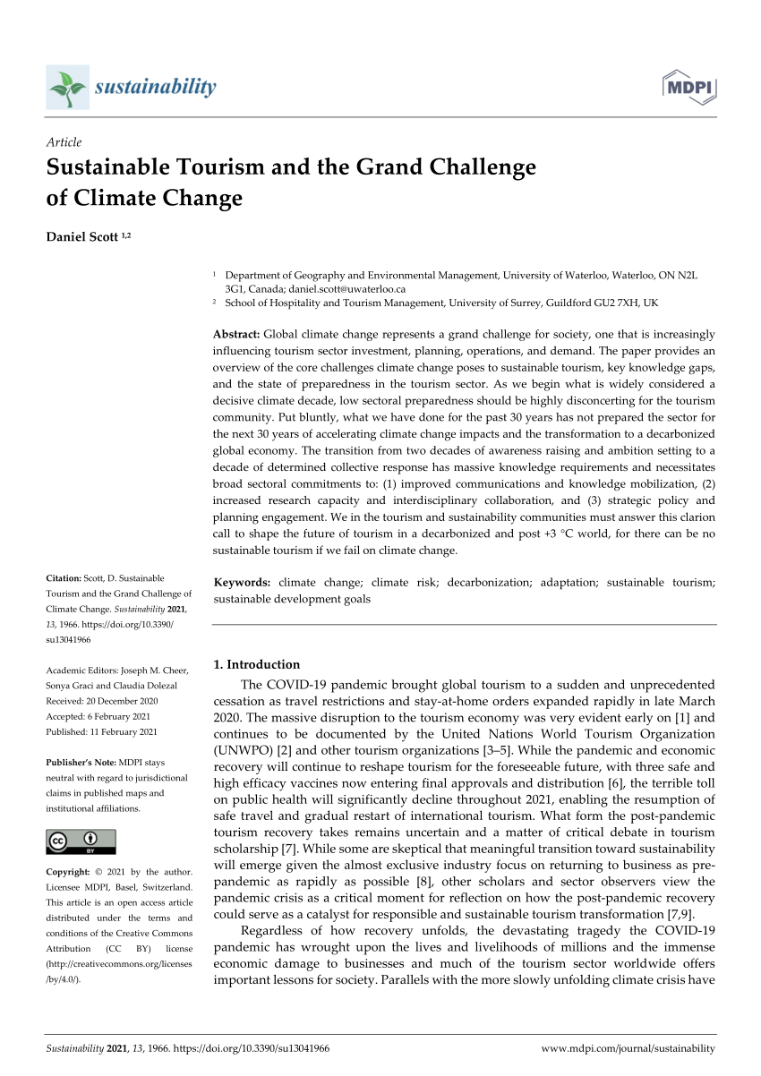 PDF) Sustainable Tourism and the Grand Challenge of Climate Change