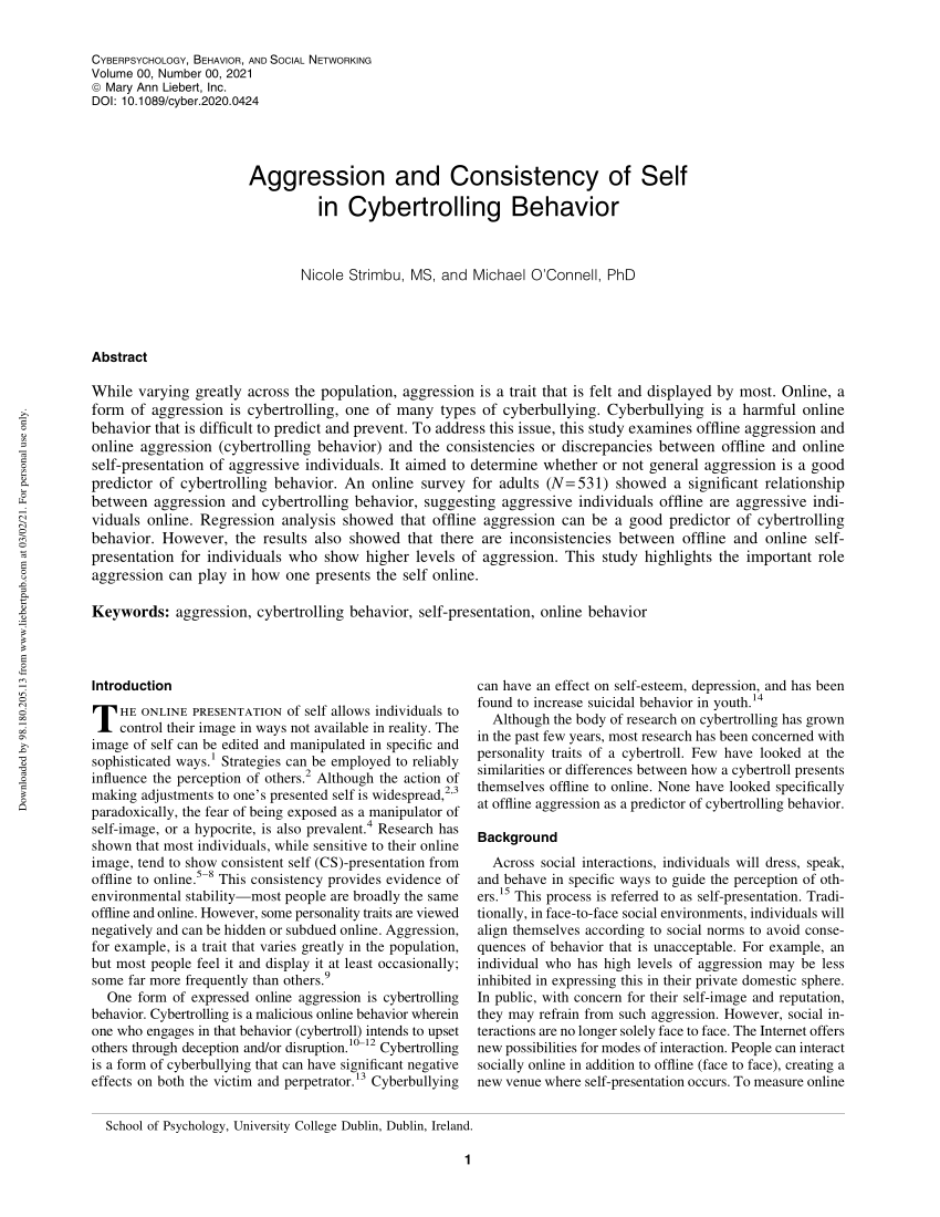 A Qualitative Analysis of Internet Trolling  Cyberpsychology, Behavior,  and Social Networking