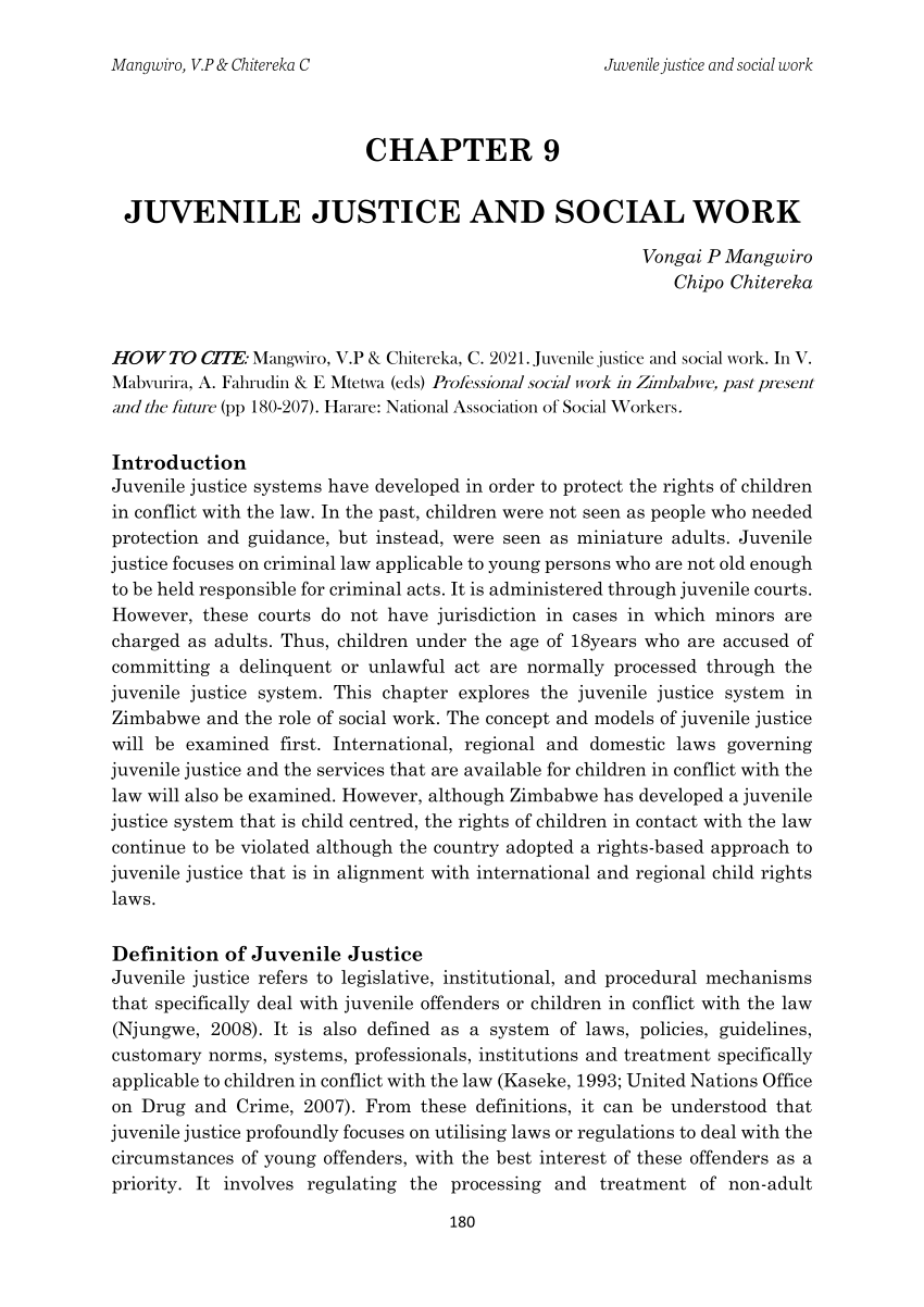 Pdf Juvenile Justice And Social Work