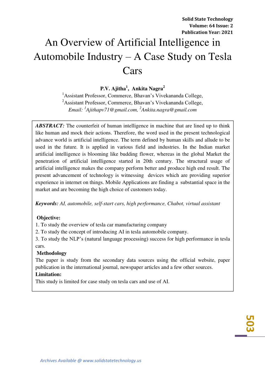research paper on ai in automobile
