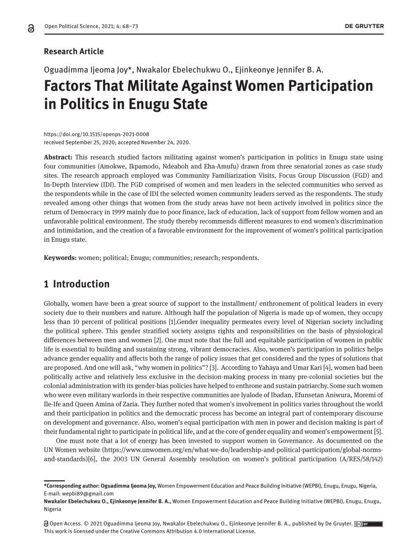 essay on women's participation in politics