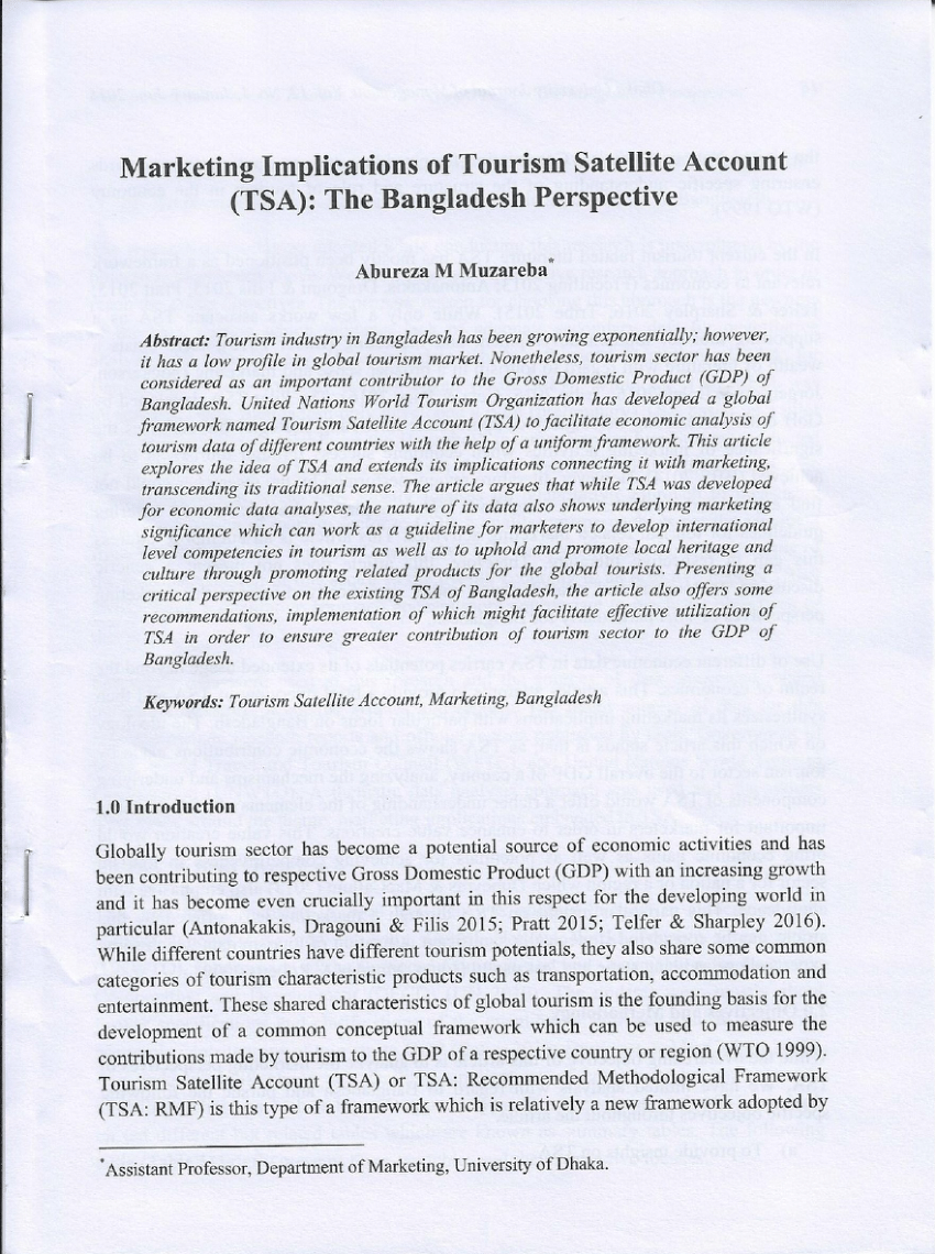 (PDF) Marketing Implications of Tourism Satellite Account (TSA): The