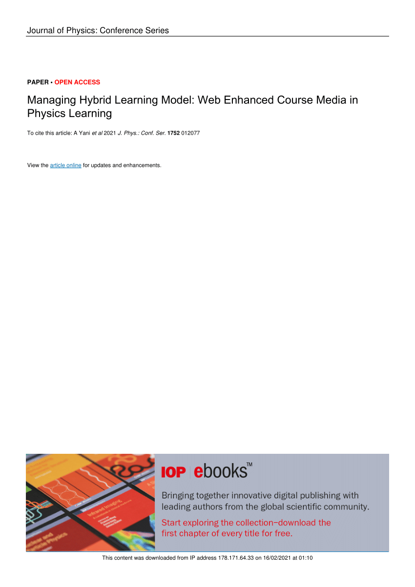 (PDF) Managing Hybrid Learning Model Web Enhanced Course Media in