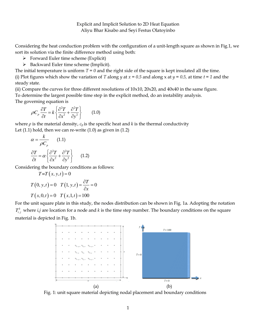 Pdf Explicit And Implicit Solutions To 2 D Heat Equation 4981