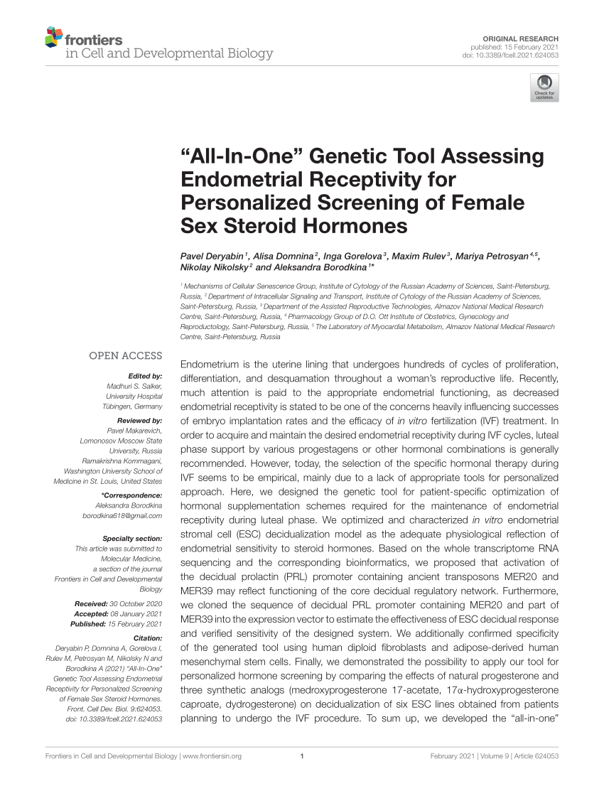 Pdf “all In One” Genetic Tool Assessing Endometrial Receptivity For Personalized Screening Of 