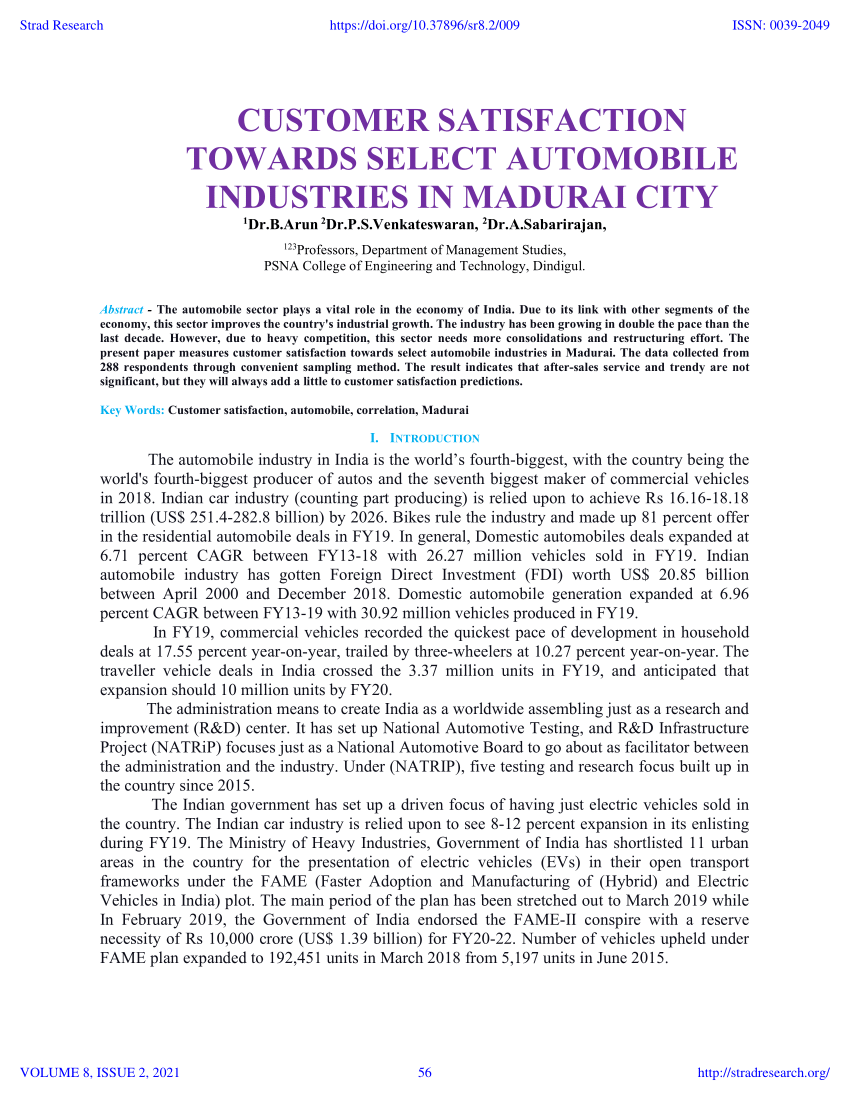 literature review on customer satisfaction in automobile industry