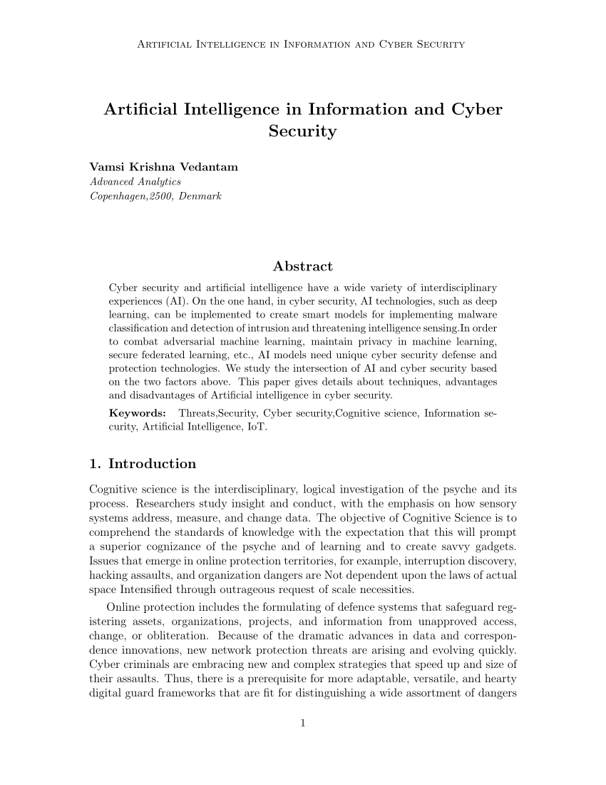 research paper on artificial intelligence in cyber security
