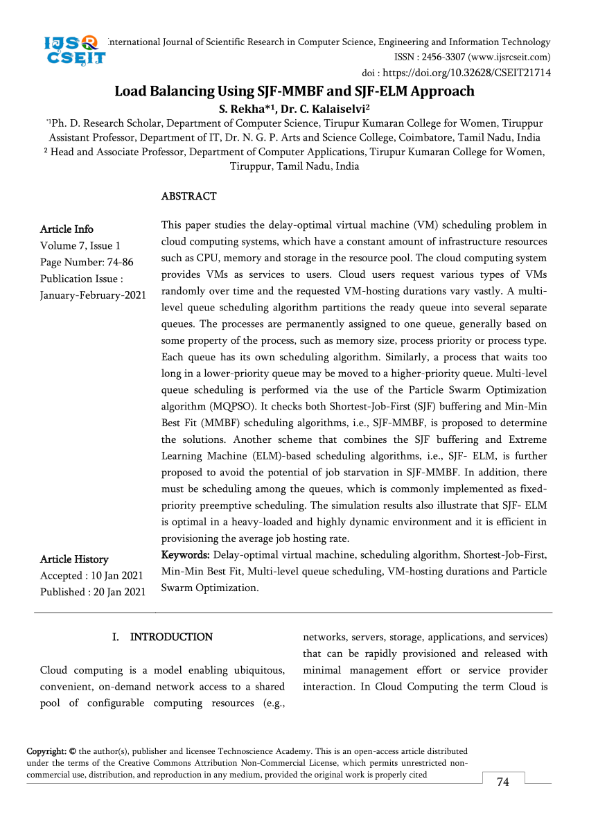 (PDF) Load Balancing Using SJFMMBF and SJFELM Approach