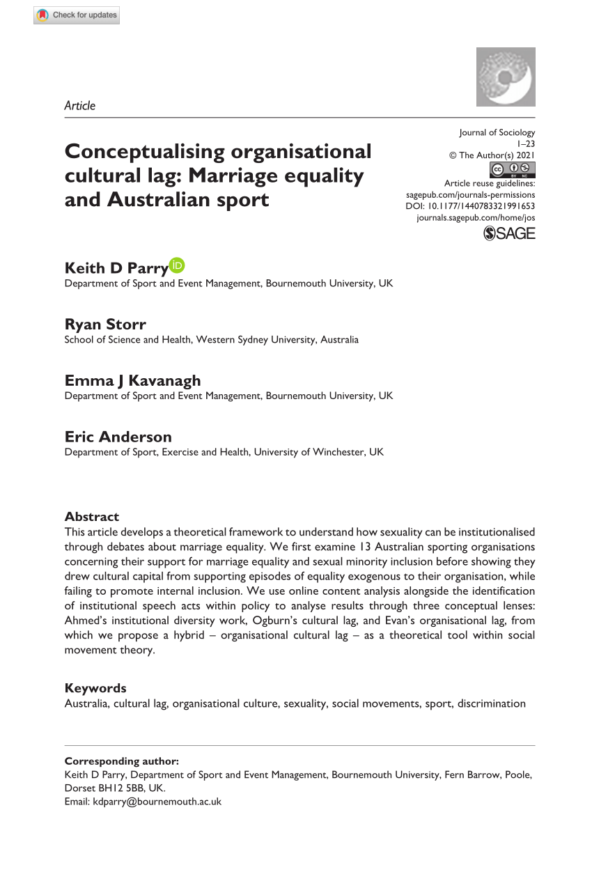 PDF) Conceptualising organisational cultural lag- Marriage ...