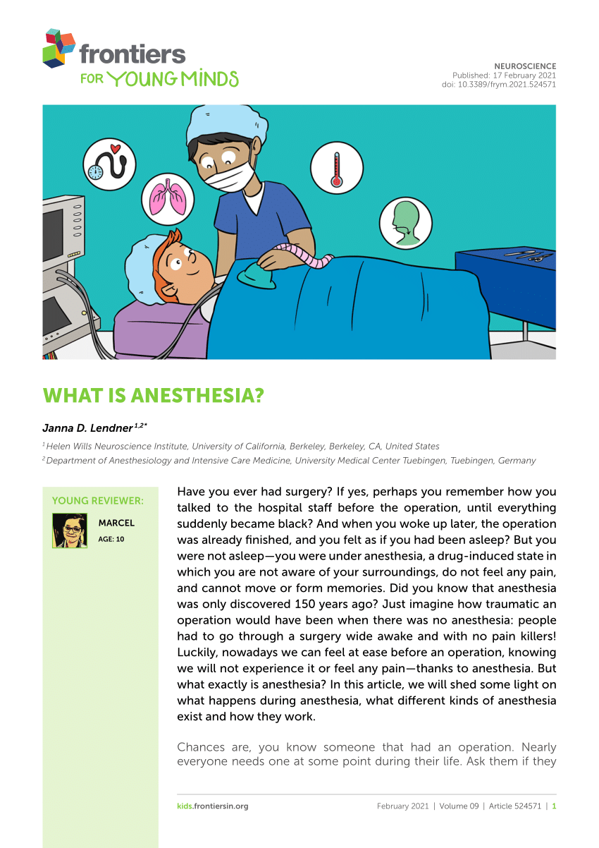 research topics about anesthesia