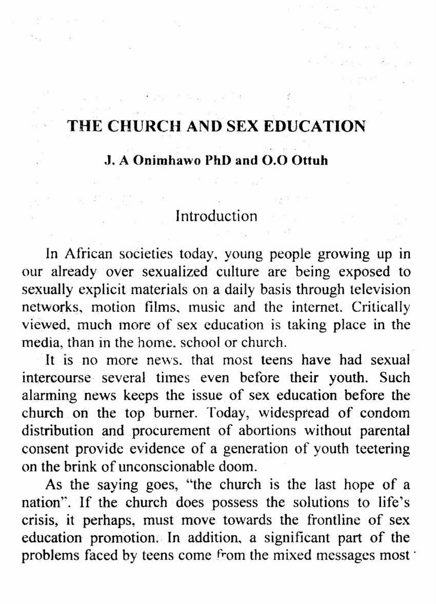 PDF) The Church and Sex Education