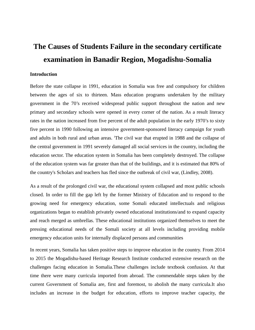 causes of student failure in examination essay
