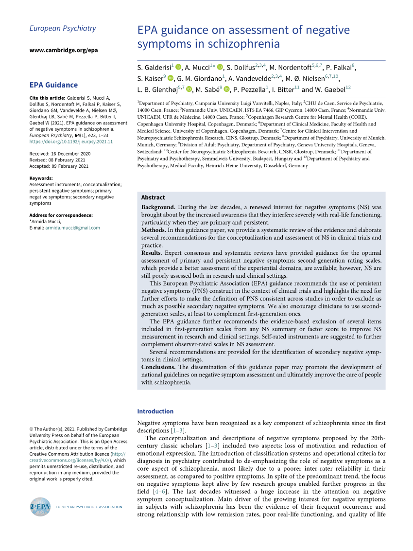 PDF) EPA Guidance on Assessment of Negative Symptoms in Schizophrenia