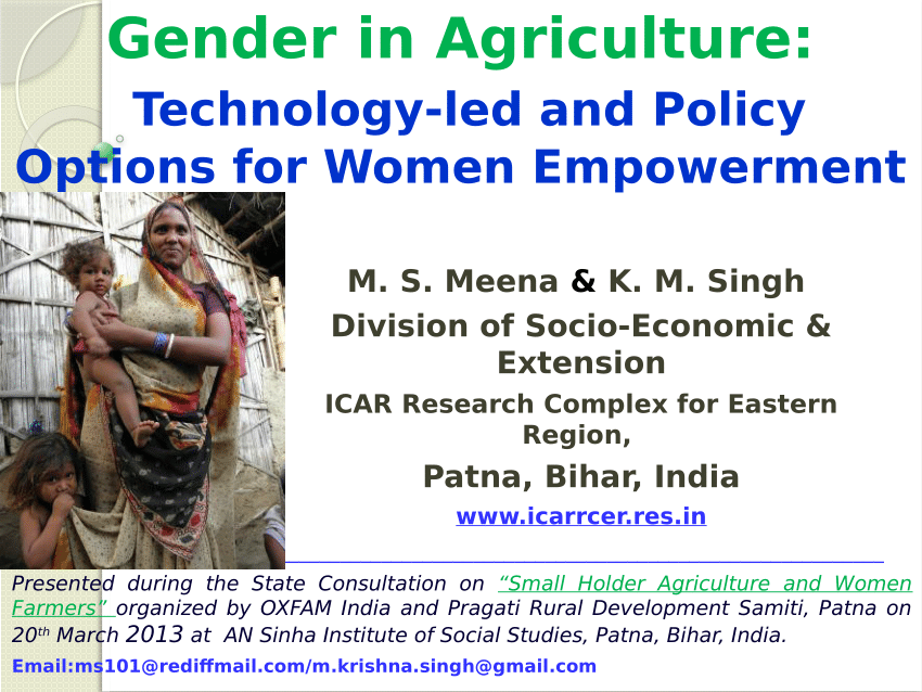 Pdf Gender In Agriculture Technology Led And Policy Options For Women Empowerment