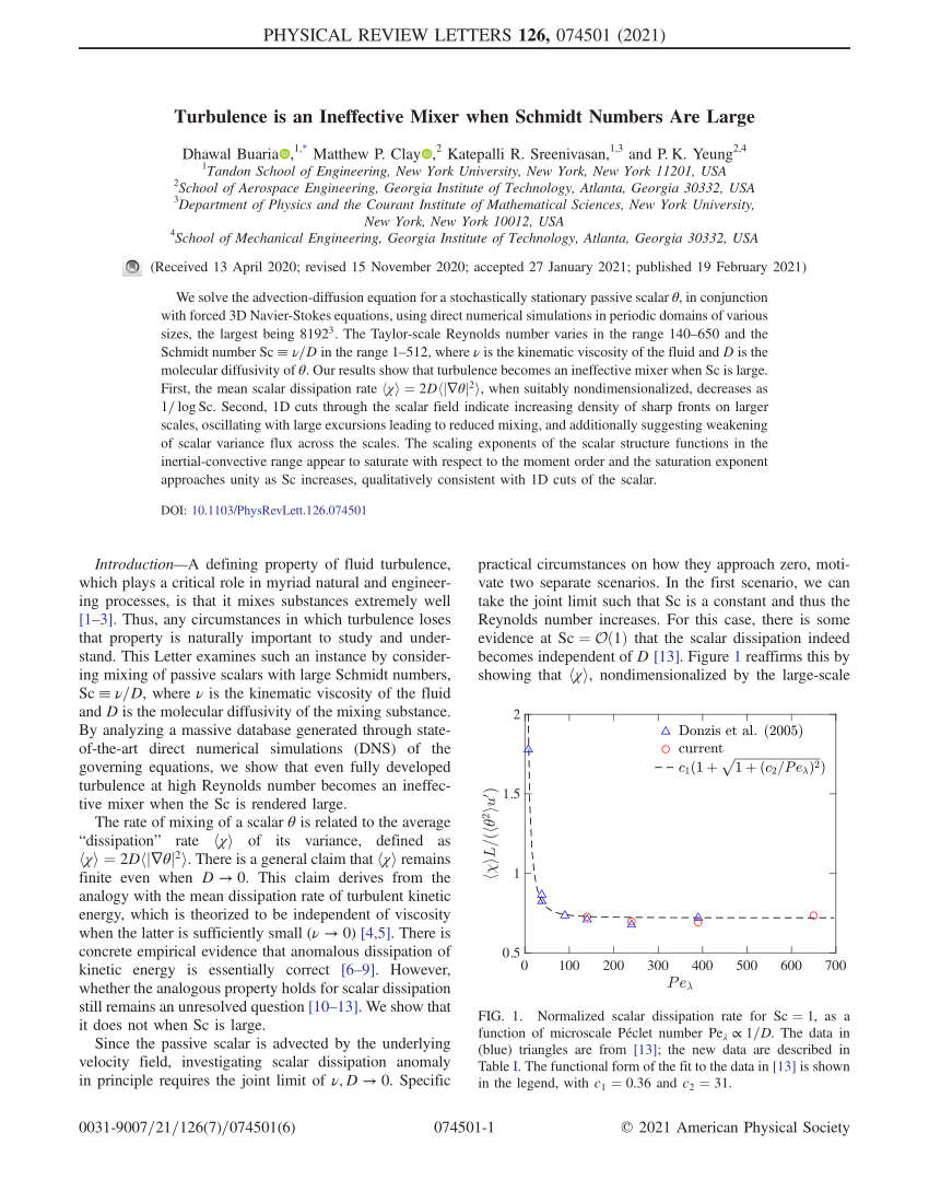Pdf Turbulence Is An Ineffective Mixer When Schmidt Numbers Are Large