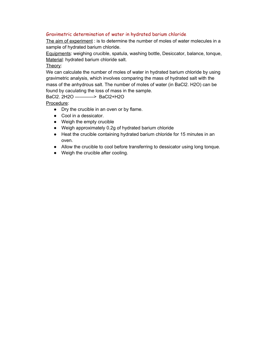 gravimetric analysis of chloride salt