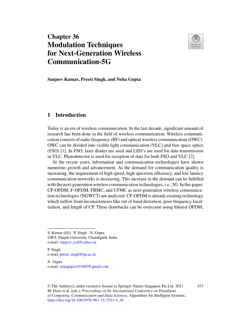 PDF Modulation Techniques For Next Generation Wireless Communication 5G   Largepreview 