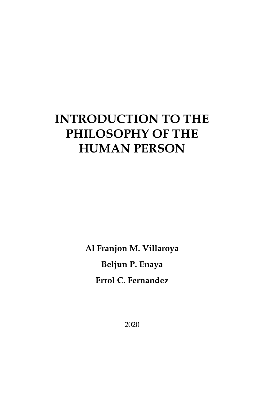 Pdf Introduction To The Philosophy Of The Human Person Chapter 4 The Human Person And The 8458