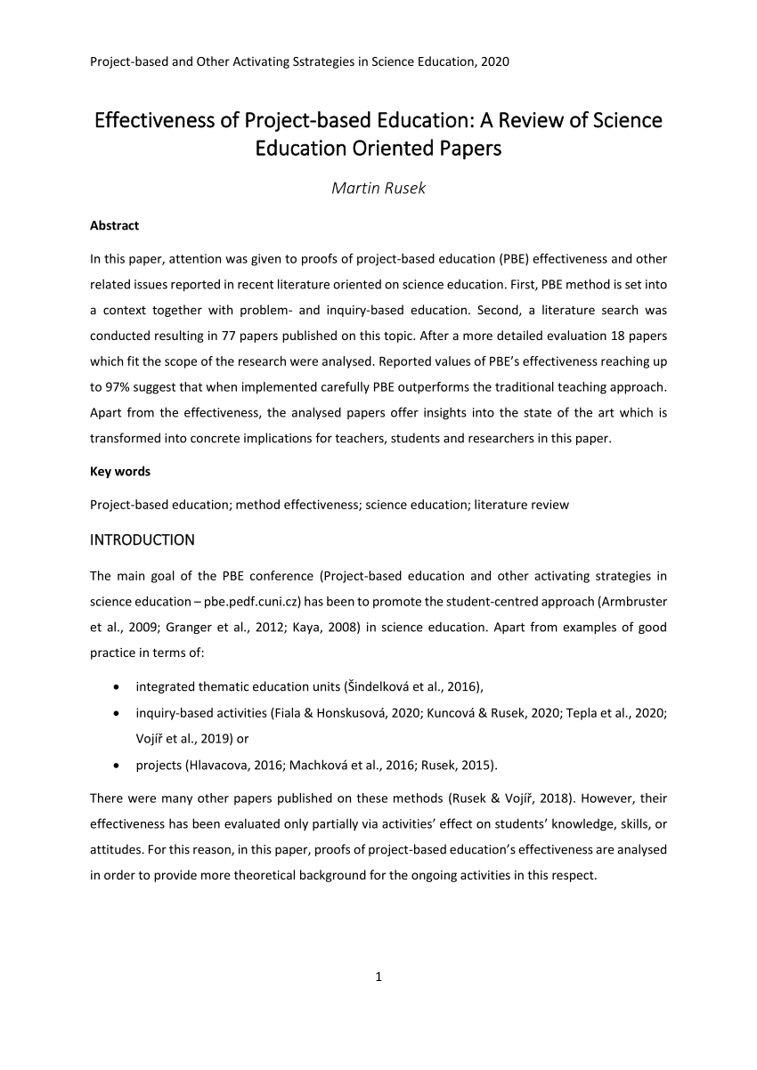 project based learning thesis pdf