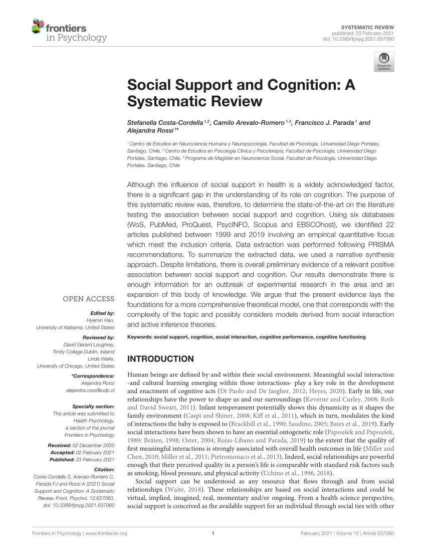 research paper on social support