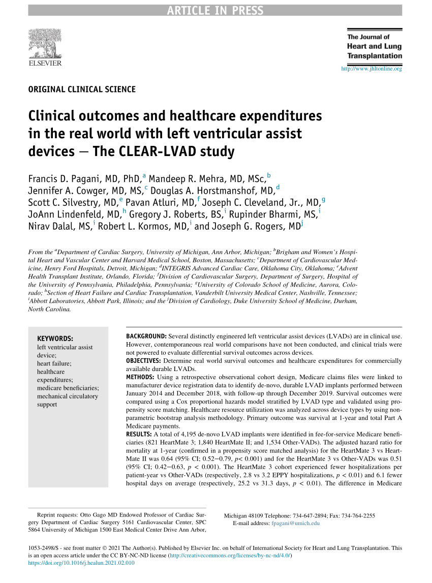 Outcomes and Healthcare Expenditures in the Real-World with Left Ventricular Assist Devices – Study