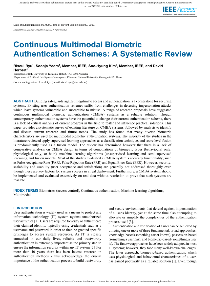 PDF) Continuous Multimodal Biometric Authentication Schemes: A ...: Xác thực đa dạng với nhiều thông tin Bạn đang muốn tìm kiếm một giải pháp xác thực hiệu quả, đa dạng và khó can thiệp? Bài báo \