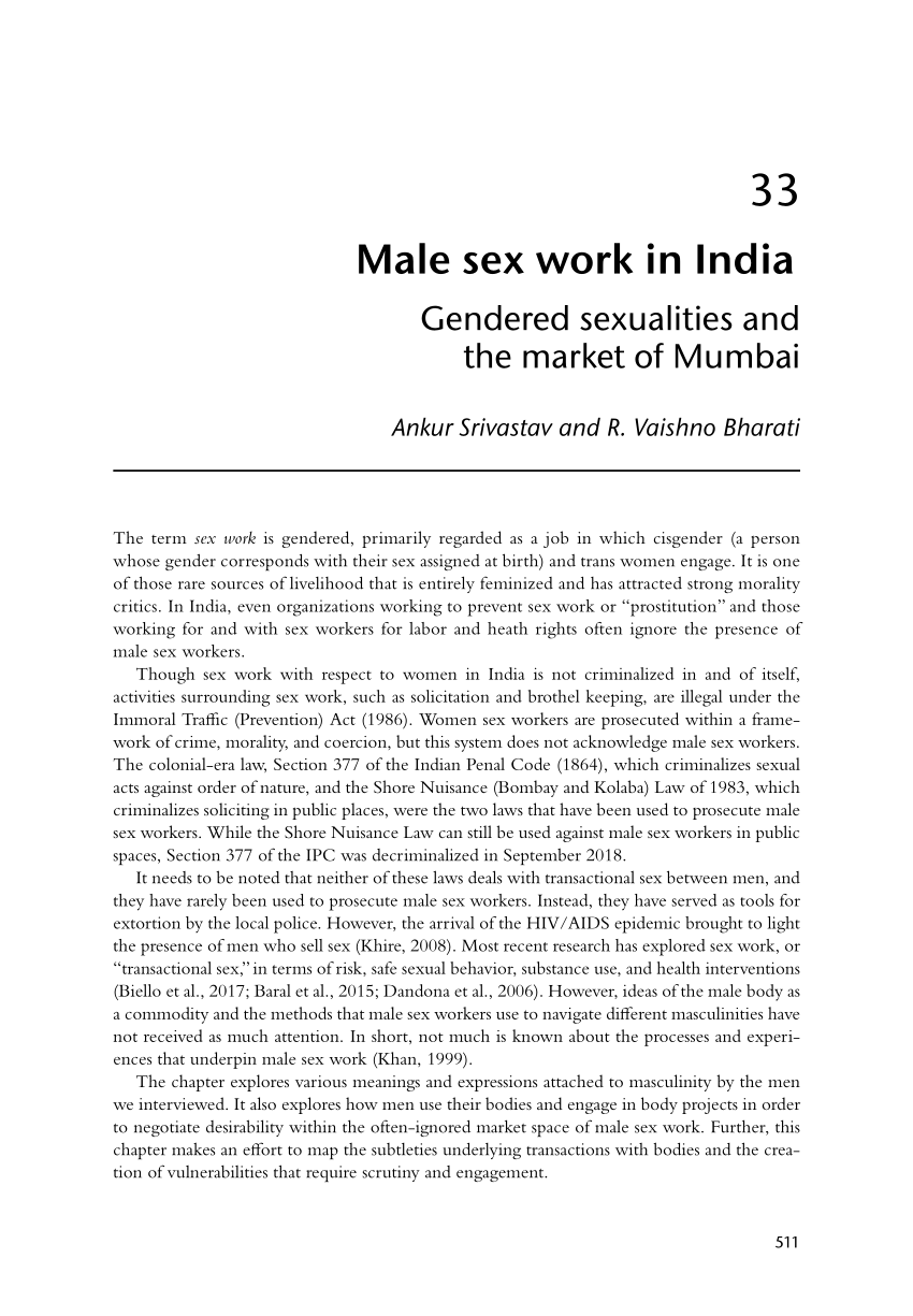 Pdf Male Sex Work In India Gendered Sexualities And The Market Of Mumbai