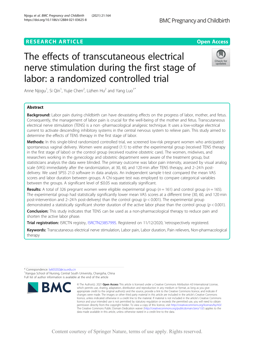 PDF) Effect of Transcutaneous Electrical Nerve Stimulation and