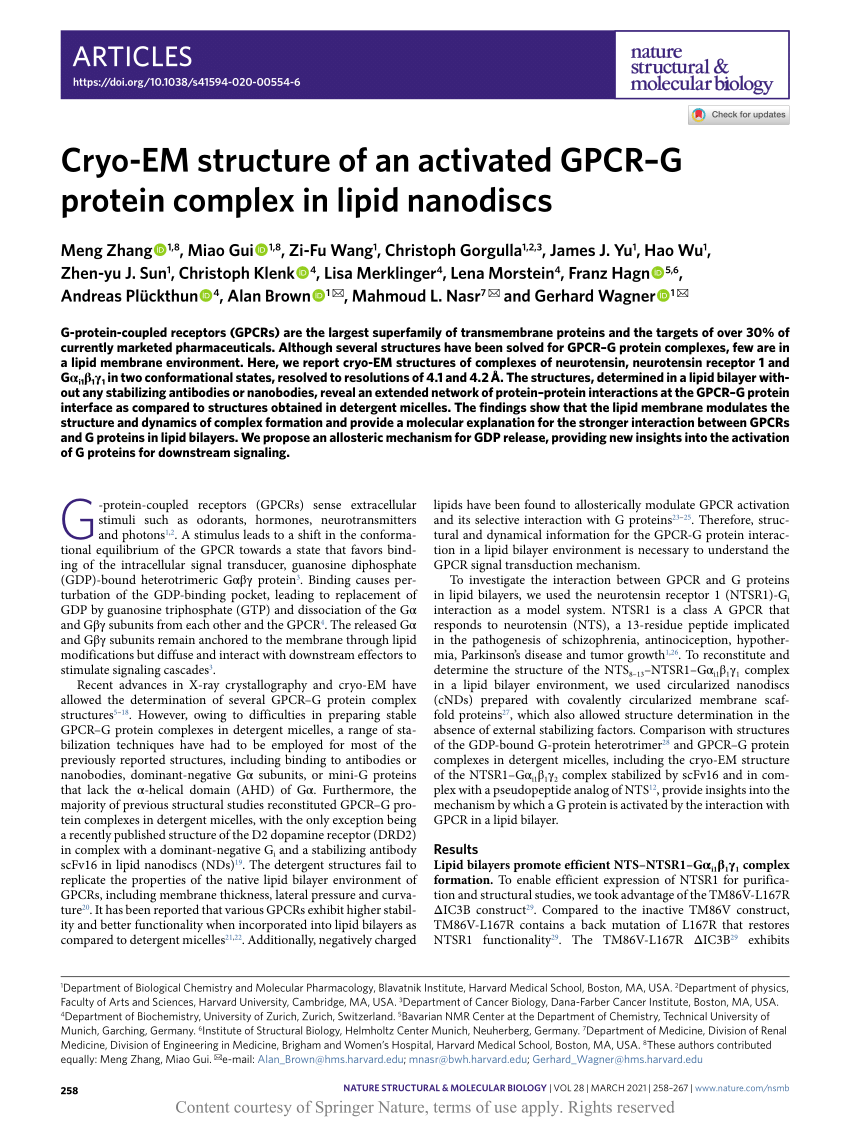 Scully næve fersken Cryo-EM structure of an activated GPCR–G protein complex in lipid nanodiscs  | Request PDF