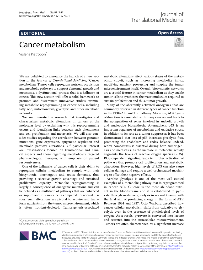 cancer metabolism thesis