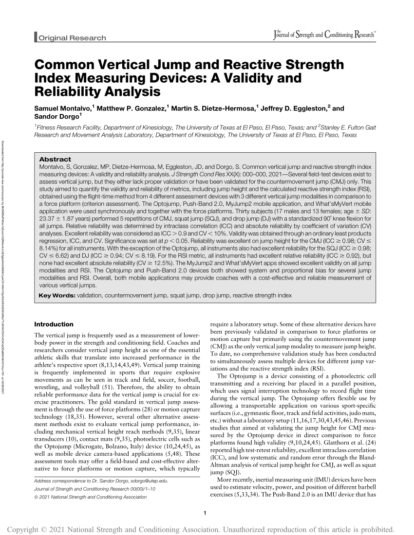 PDF) Differences in loaded and unloaded vertical jumping ability