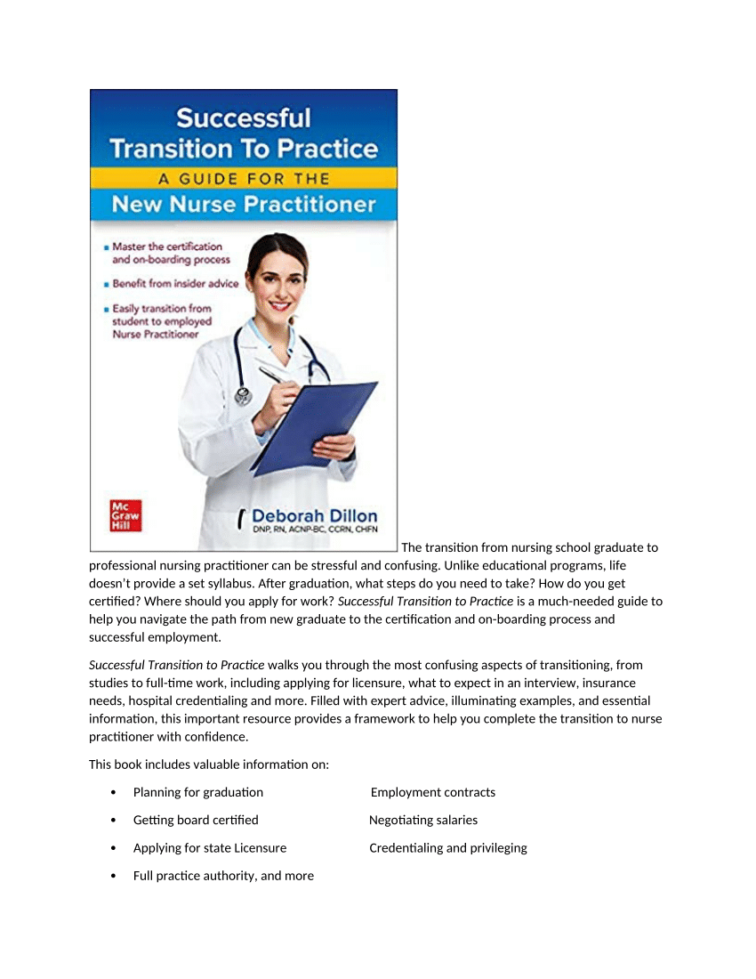 (PDF) Successful Transition to Practice A guide for the new nurse