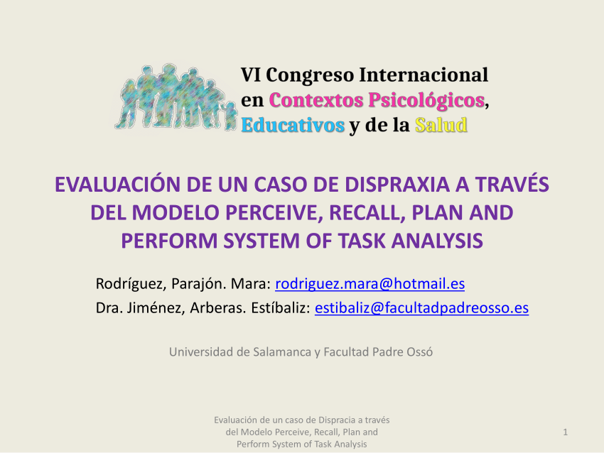 (PDF) EVALUACIÓN DE UN CASO DE DISPRAXIA A TRAVÉS DEL MODELO PERCEIVE