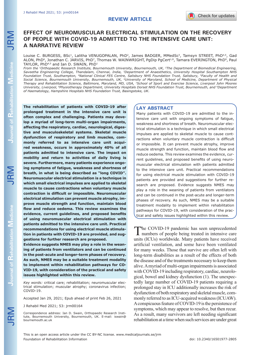 Electrical stimulation found to revitalize muscle perfusion caused by long  COVID