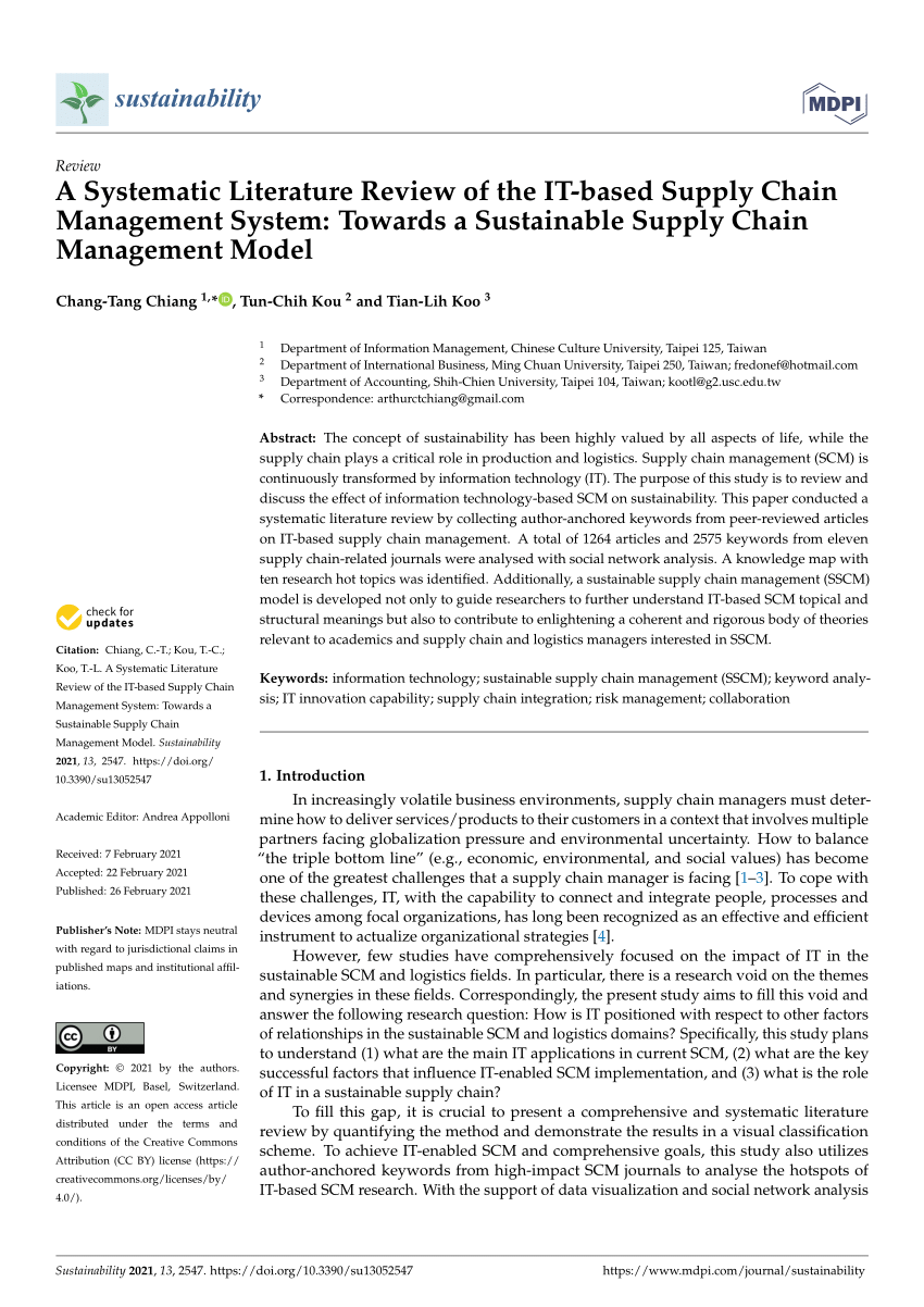 sample literature review on supply chain management