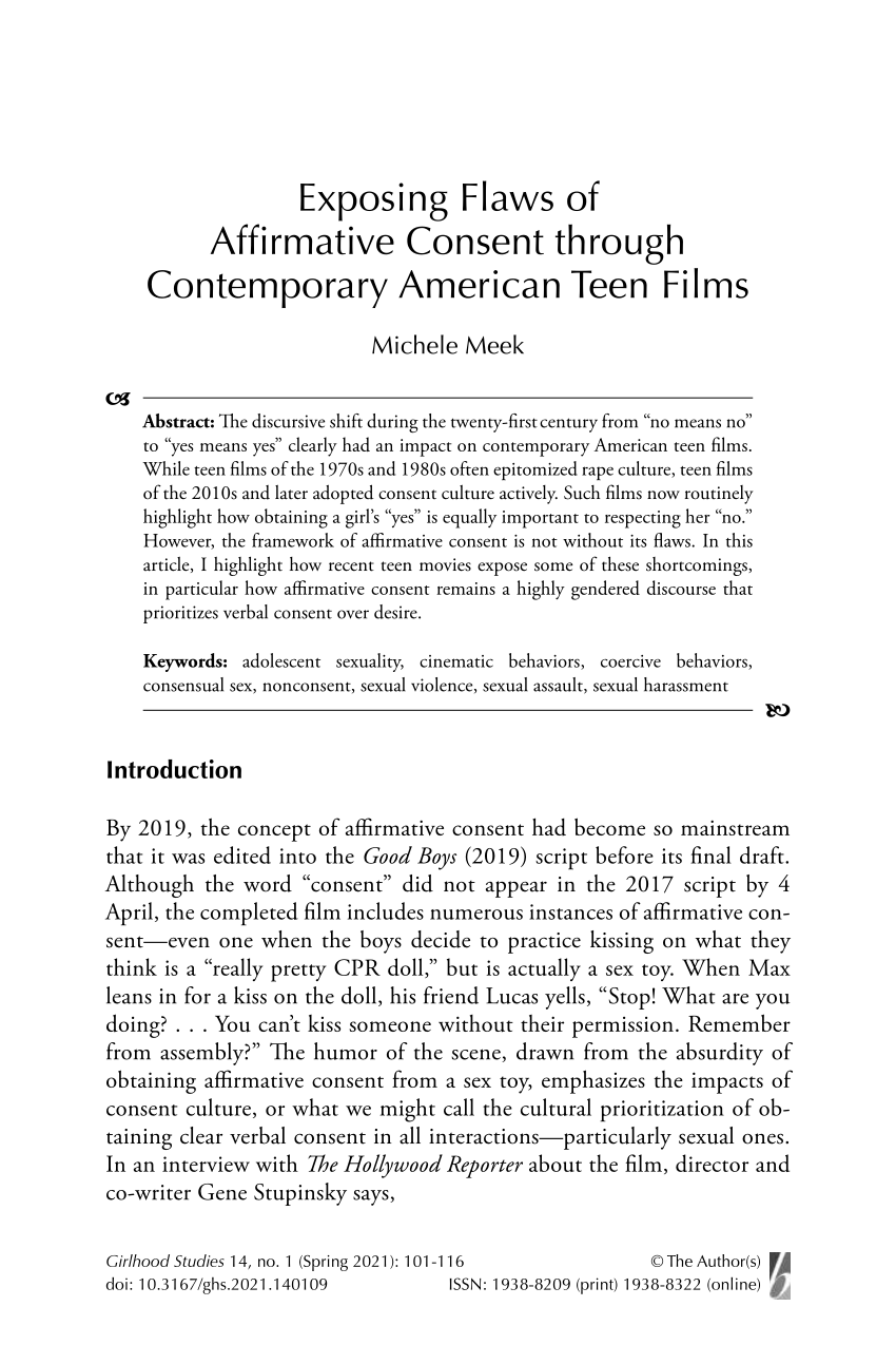 PDF) Exposing Flaws of Affirmative Consent through Contemporary American Teen Films