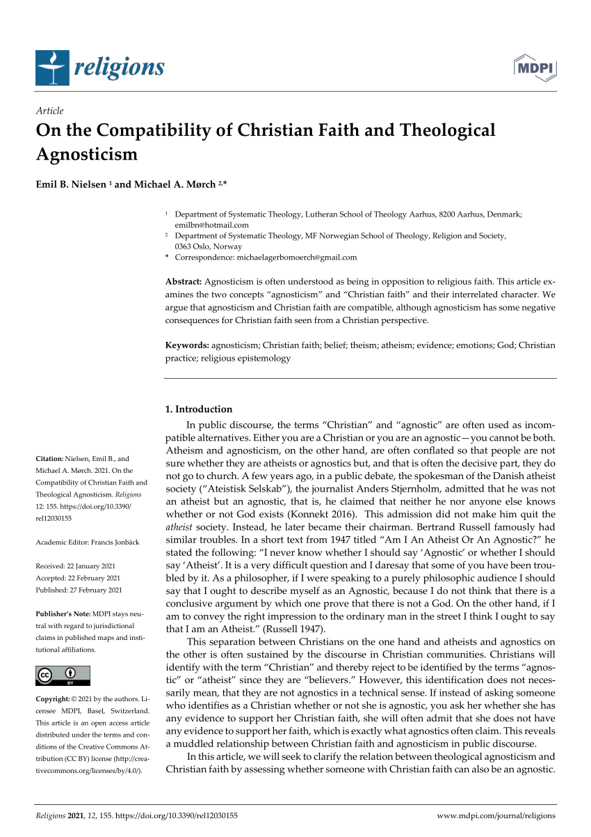 Afslut Jonglere bekæmpe PDF) On the Compatibility of Christian Faith and Theological Agnosticism