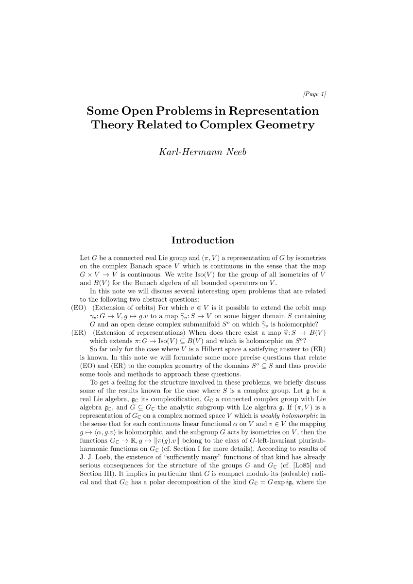 PDF) Some open problems in representation theory related to