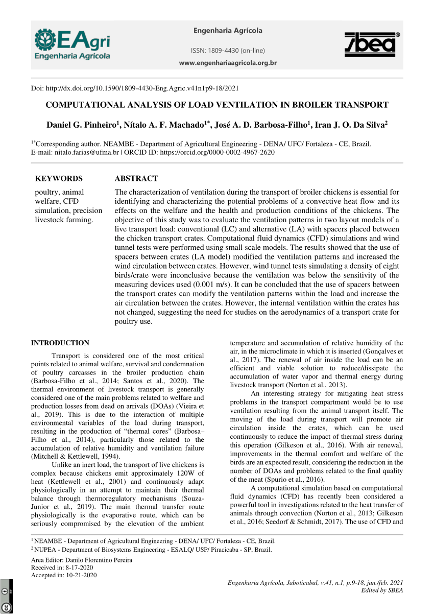 Pdf Computational Analysis Of Load Ventilation In Broiler Transport